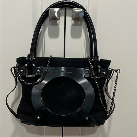 Salvatore Ferragamo Black Shoulder Bag with style chain attached❤️ - Picture 10 of 14